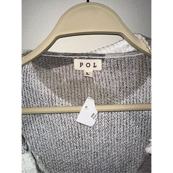 POL Womens Camo Pullover Waffle Knit Hoodie Top Size Large Green V-Neck Short Sl - Picture 4 of 5